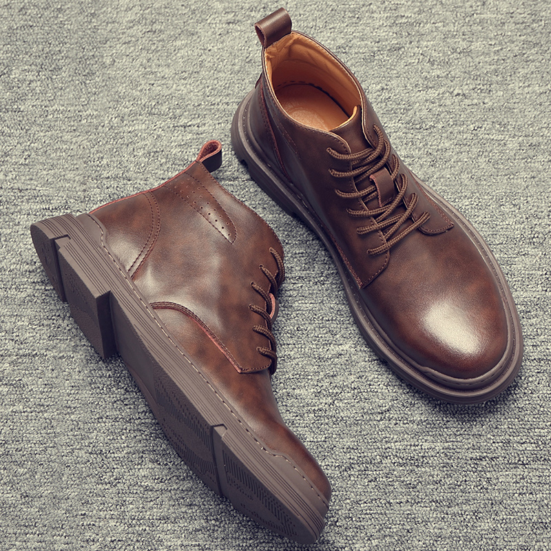 Martin Boots Man Genuine Leather 2022 new Inn Wind 100 lap heightening casual men's leather shoes high cylinder overalls for men's boots