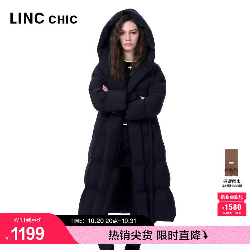 Lincchic Jin Yujie Women's down Jacket Hooded Coat Wrap-Around Hooded Long down Jacket Women's Coat 8261