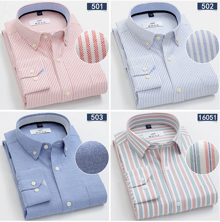 Đàn ông trung niên áo dài tay cotton mới áo sơ mi oxford sọc thường không áo sơ mi cotton kẻ sọc lỏng áo khoác sơ mi nam