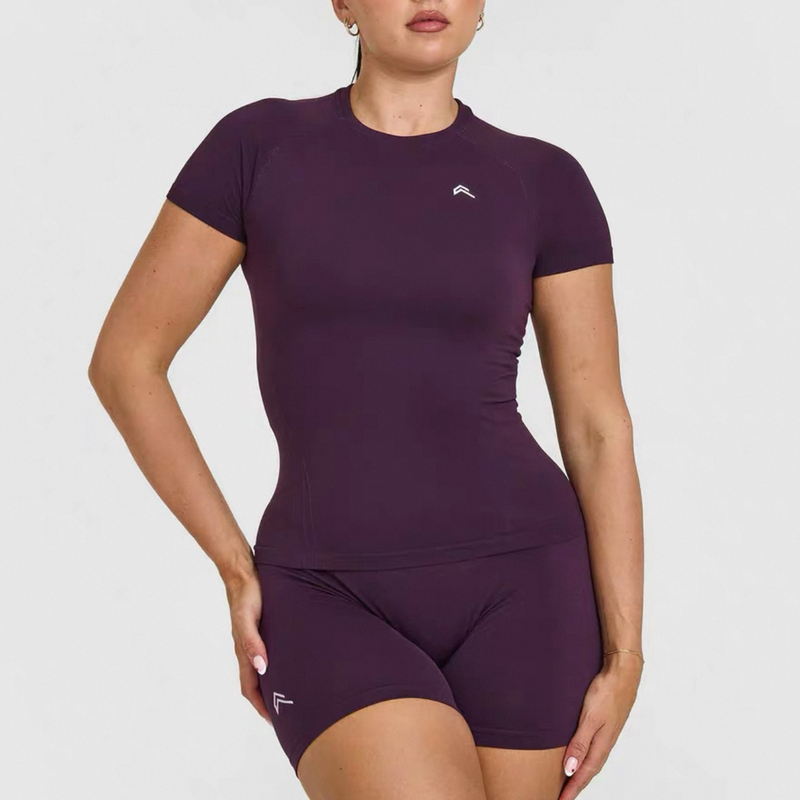 Oneractive Seamless Fitness Sports Slim-Fit Short-Sleeve Go-To Long Top Lightweight Cationic Short-Sleeve