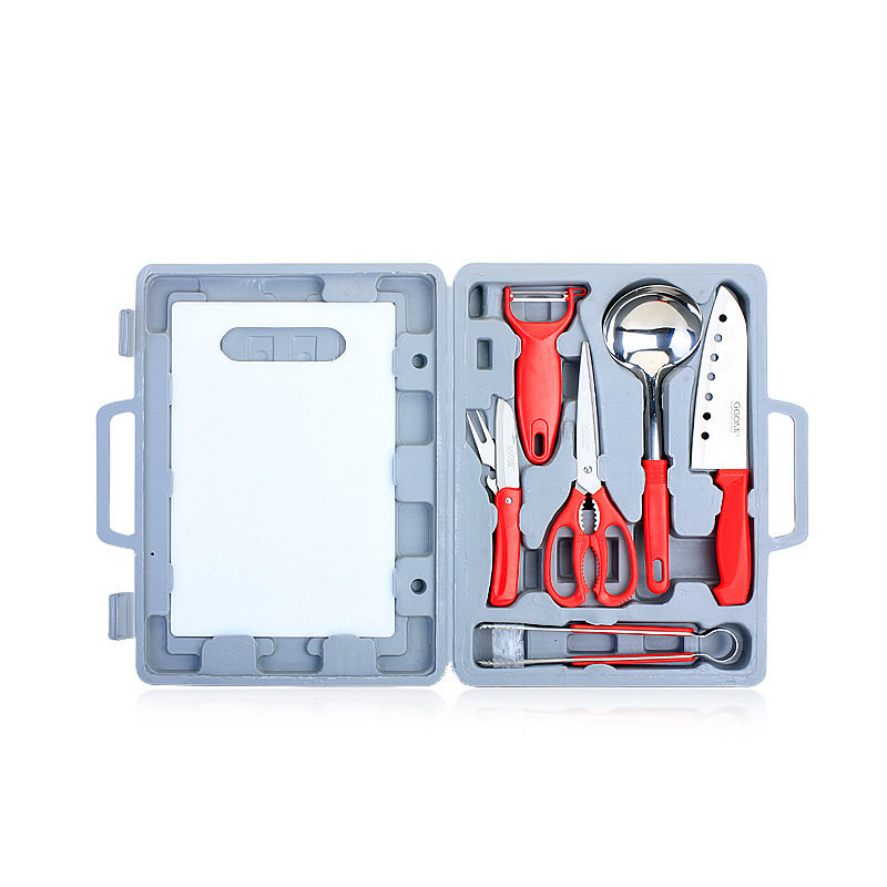 Outdoor multi-functional picnic kitchen set cutting vegetable cutting board scissors stainless steel cookware portable barbecue picnic tools