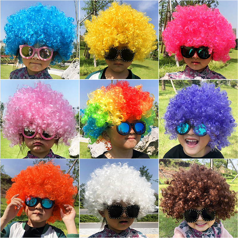 Children's color explosive head wig Kindergarten dress up Wedding funny clown headgear performance props performance wig