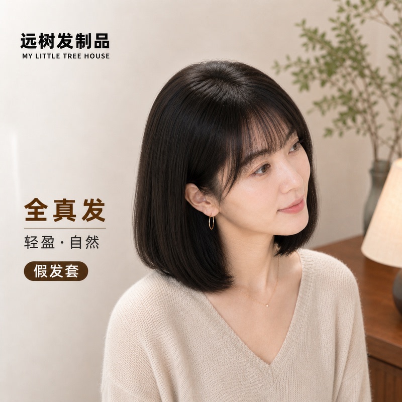 Wig for Women, Short Hair, Full Human Hair, Bob Style, Full Head Cover, Chemotherapy Baldness, Natural Real Hair, New Style Real Hair Wig Set Wig for Women, Short Hair, Full Human Hair, Bob Style, Full Head Cover, Chemotherapy Baldness, Natural Real Hair, New Style Real Hair Wig Set