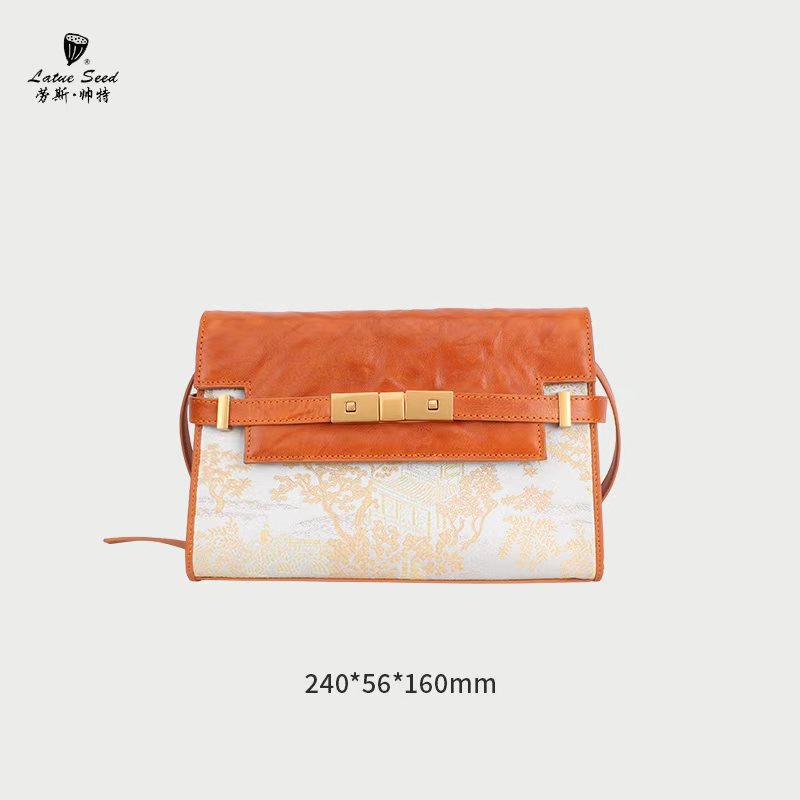Mulberry Silk and Vegetable-Tanned Leather Manhattan Kelly Crossbody Bag Mulberry Silk and Vegetable-Tanned Leather Manhattan Kelly Crossbody Bag