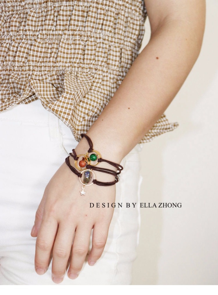 Ella ~ dây tóc ngọc lục bảo hiếm ~ khí chất thủ công nguyên bản của Nhật Bản đầy sao dây tóc vòng tóc phụ kiện Nhật Bản - Phụ kiện tóc băng đô cho bé