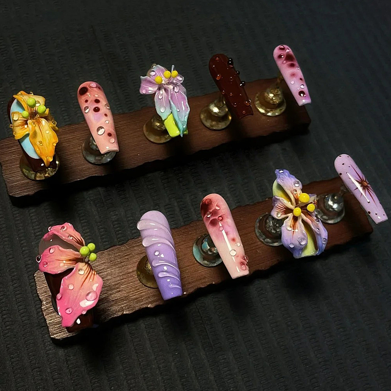 Super Popular on the Internet, Hawaiian Dopamine Handmade Three-Dimensional Detachable Devil Flower Detachable Wearable Nail Stickers