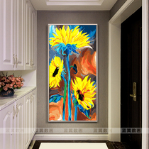 Significant vertical version of colorful sunflower DIY self-painted digital oil painting living room porch decoration oil color painting flowers