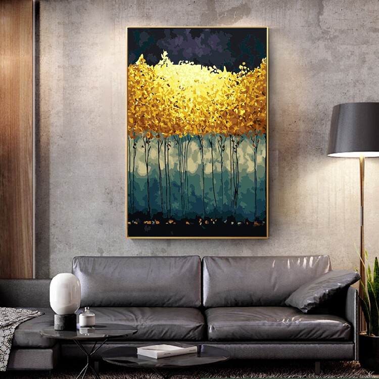 Vertical Version Trick diy digital oil painting Nordic modern Living room Xuanguan Abstract Flower scenery Oil color decoration painting