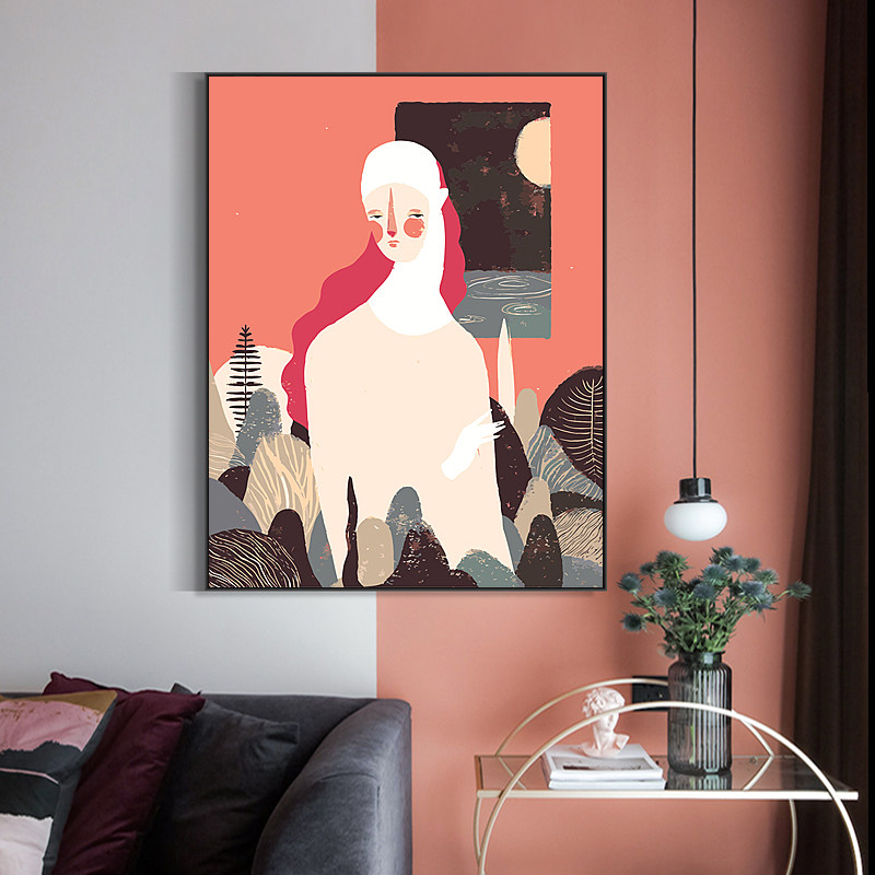 diy hand-painted digital oil painting personality Art characters ins American illustration Nordic living room abstract decorative painting