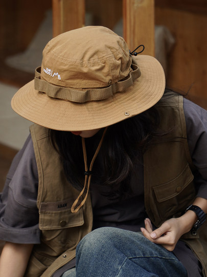 Japanese-Style Outdoor Western Cowboy Hat, Functional Fisherman's Hat for Women, Summer Breathable Sun Protection Hiking Hat for Men