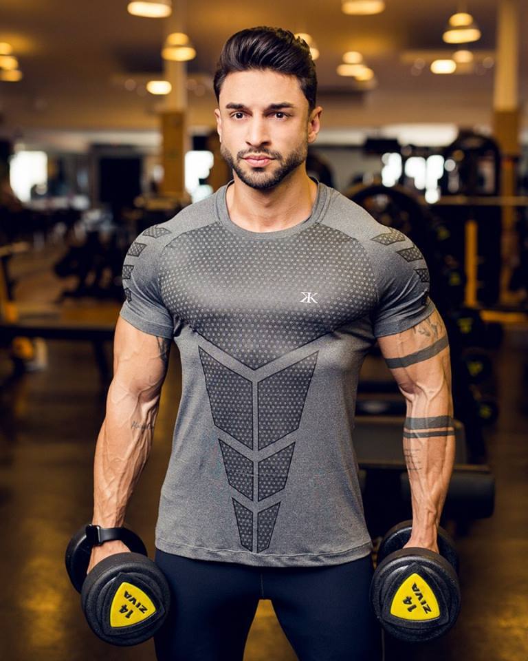 Cơ bắp anh chó loại quần áo thể dục nam t-shirt tights nam tròn cổ ngắn tay áo căng huấn luyện viên quần áo - Áo phông thể thao áo ba lỗ the thao
