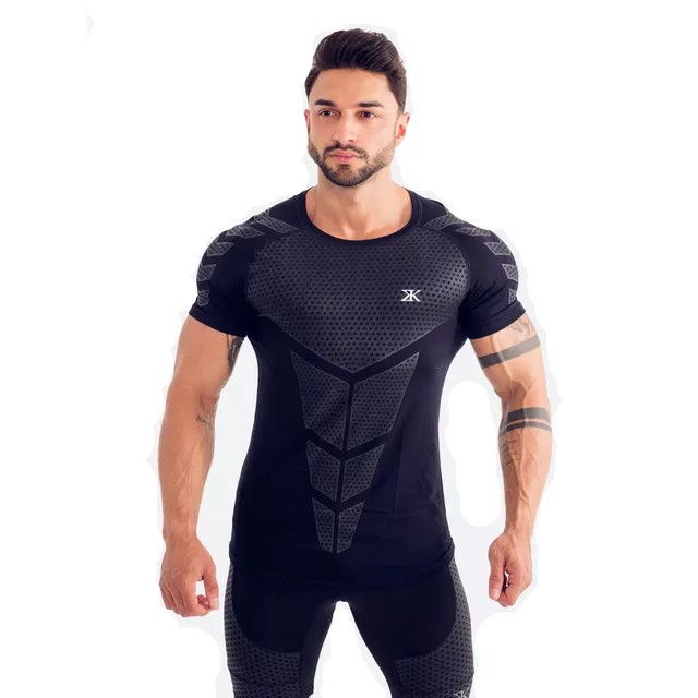 Cơ bắp anh chó loại quần áo thể dục nam t-shirt tights nam tròn cổ ngắn tay áo căng huấn luyện viên quần áo - Áo phông thể thao áo ba lỗ the thao