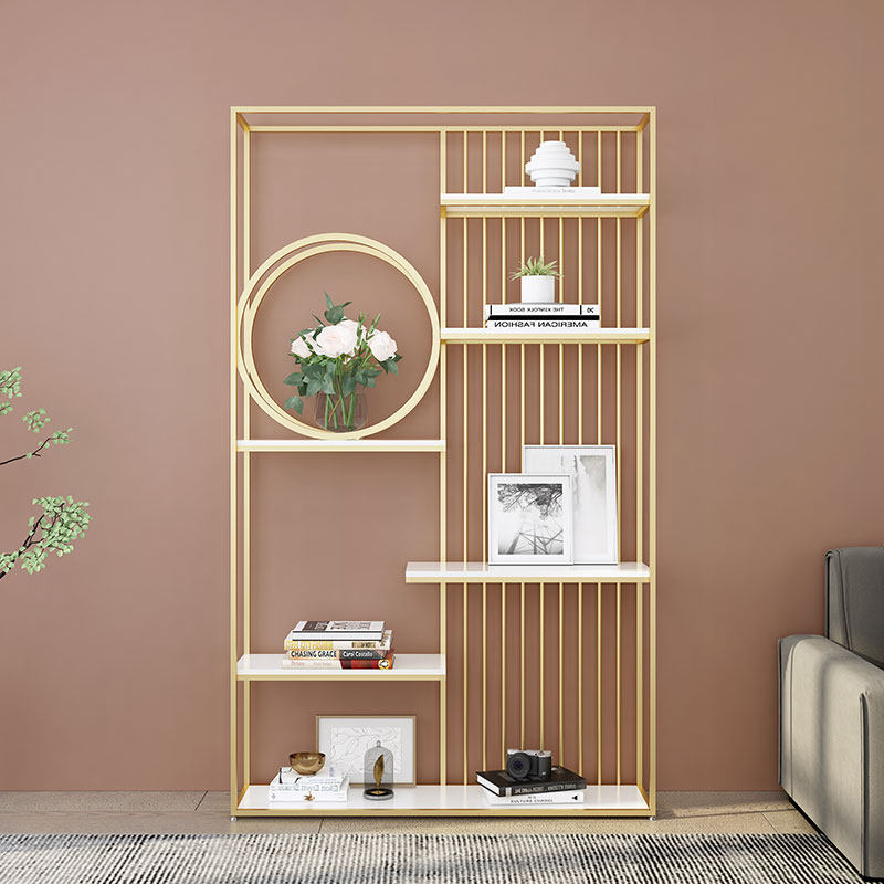 Light luxury floor shelf bookshelf wrought iron partition metal display rack display rack office creative bookcase decoration