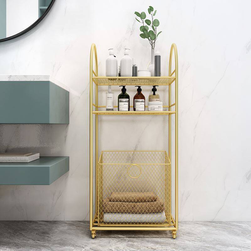 Light luxury high-end golden dirty clothes basket modern storage rack next to the bathtub finishing rack bathroom bathroom removable