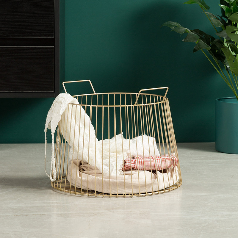 Nordic metal storage basket wrought iron hotel dirty clothes basket bathroom storage basket dirty clothes toy sundries basket finishing basket