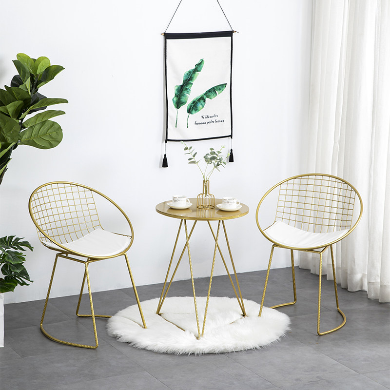 Wrought iron balcony small table and chair net red courtyard leisure table and chair combination terrace three-piece set sun room one table and two chairs