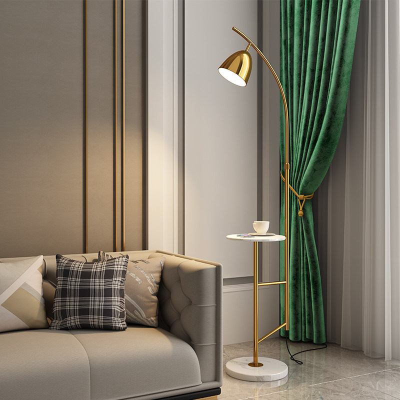 Living room floor lamp light luxury ins style bedroom creative golden Nordic adjustable standing table lamp with rack