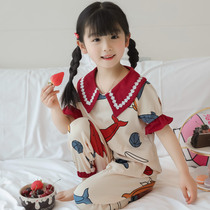 Red Dolphin Princess Girl Pajamas Short Sleeve Pants Spring and Summer Children Small and Medium Children 3-year-old Air-conditioned Home Clothes