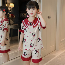 Japanese princess style girls pajamas cotton short sleeves summer big Children girl sweet children children 3 years old home clothes