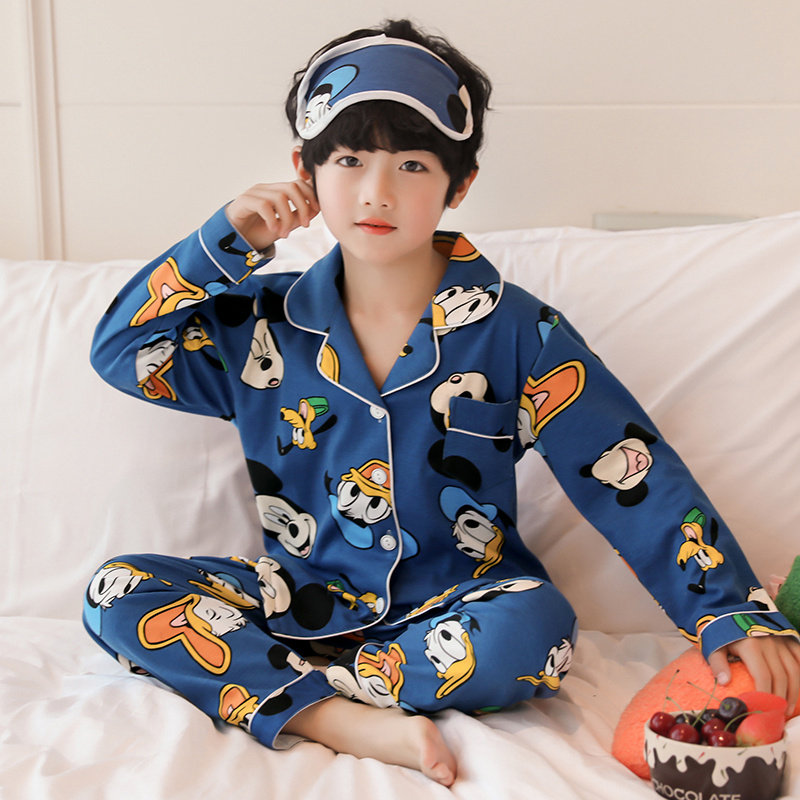2022 New Year's Mickey boy big boy baby pure cotton long sleeve parent-child pyjamas fall eldest child's home clothes