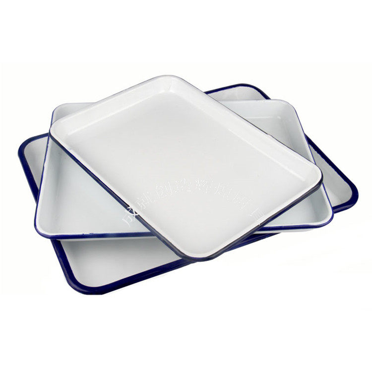 Металлический лоток 搪瓷托盘长方形搪瓷方盘加厚搪瓷托盘实验室托盘寿司盘化工消毒盘