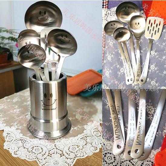 South Korea original winking smile brand stainless steel shovel fried spoon fried spoon thicken 18-10
