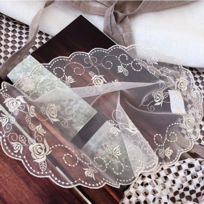 Korean imported lace table pad oval tables flagtablecloth Korean white beige tables photo frame decoration pad
