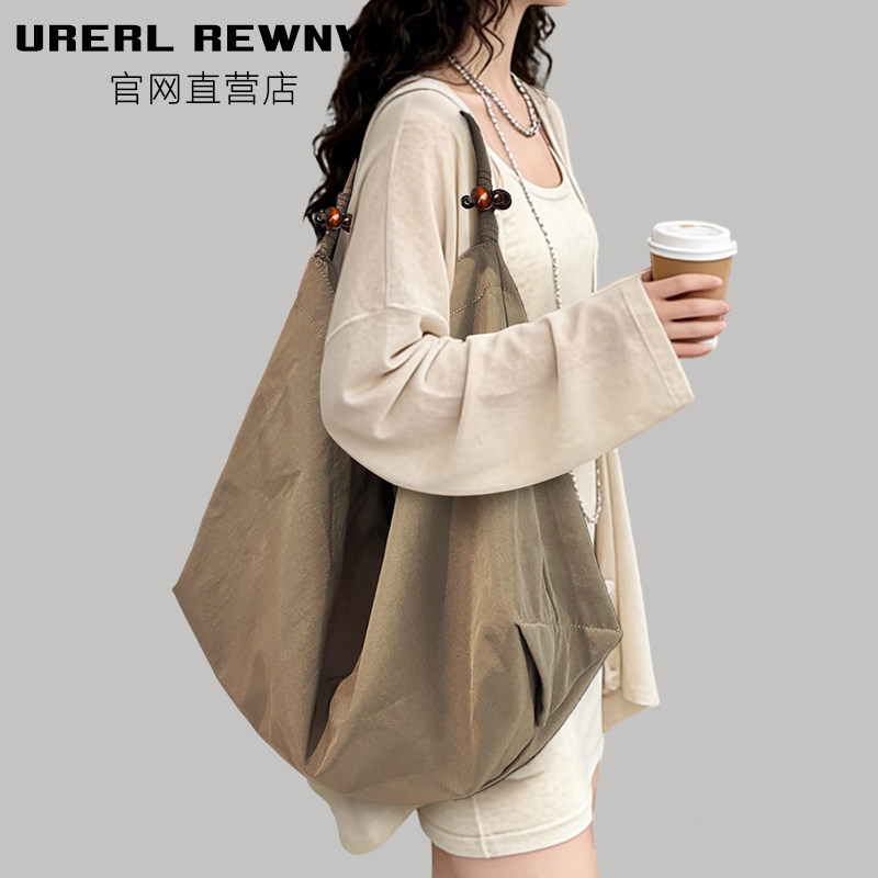 URERL REWNVO Women's Retro Nylon Tote Bag, Spacious Slouchy Shoulder Bag for Work and Everyday Use - Thumbnail 2