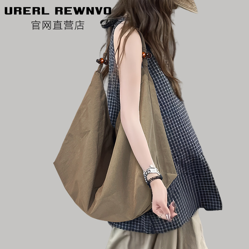 URERL REWNVO Women's Retro Nylon Tote Bag, Spacious Slouchy Shoulder Bag for Work and Everyday Use - Thumbnail 5