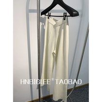 HNBIGLEE liberating the body of lazy super high count knitted hanging straight tube casual wool pants