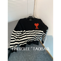 HNBIGLEE Oreo black and white striped loose sweater for men and women with the same XS-XL to meet family