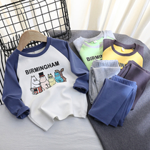 Childrens cotton warm underwear set Childrens clothing base shirt Boys autumn clothes Autumn pants Girls autumn clothing base two-piece set