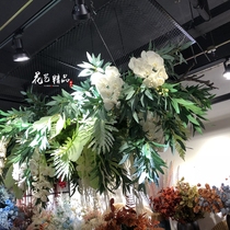 Customized ceiling floral photography props Net red layout soft decoration decoration tropical simulation plant hanging hanging table flower