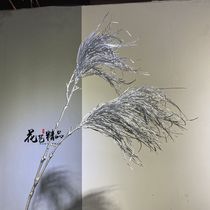 Light luxury ornaments silver Reed water grass simulation plant photography props grass and dog tail grass landing fake flower