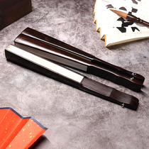 Ebony purple sandalwood Chinese style mens blank rice paper toy folding fan ancient style Su Gong silk surface 10-inch craft fan