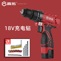 Gaotuo 18v electric drill 12V household rechargeable electric screwdriver pistol drill tool small Lithium electric hand drill electric drill