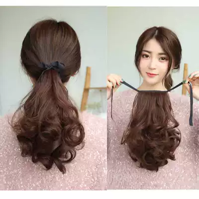 Wig ponytail female curly hair big wave strap pear flower ponytail short matte high temperature silk chemical fiber ponytail braid