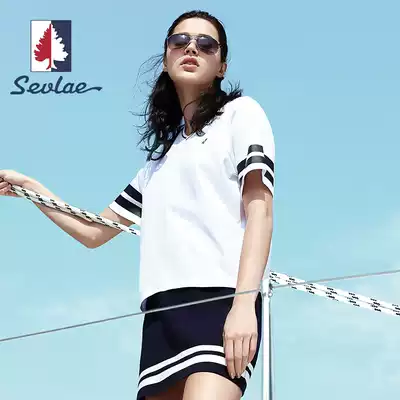 SEVLAE Saint Fry summer V-neck sports short-sleeved women's loose cotton T-shirt half-sleeved five-point sleeve F122884564