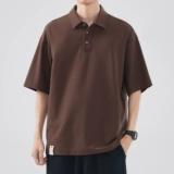 Тонкая футболка polo, черная рубашка, короткий рукав, в американском стиле, свободный крой