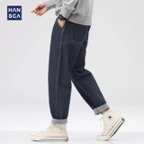 Демисезонные темные джинсы, ретро повседневные брюки, свободный прямой крой, в американском стиле, большой размер