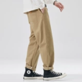 Хаки трендовые хлопковые штаны, в американском стиле, свободный прямой крой, подходит для подростков