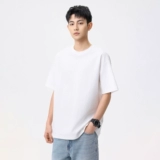 Летняя хлопковая однотонная быстросохнущая дышащая футболка с коротким рукавом для отдыха, 2025 года