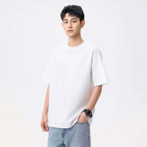 Летняя хлопковая однотонная быстросохнущая дышащая футболка с коротким рукавом для отдыха, 2025 года