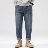 Демисезонные темные джинсы, ретро повседневные брюки, свободный прямой крой, в американском стиле, большой размер