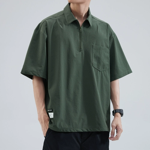 Шелковая футболка polo, летняя быстросохнущая рубашка для отдыха, в американском стиле, свободный крой