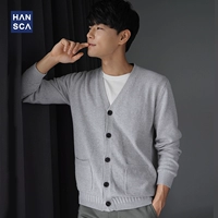 Hansca Hanska 2018 Xuân-Thu Mới Áo len cardigan màu đơn sắc Áo len nam trẻ trung áo len kiểu hàn quốc cực đẹp