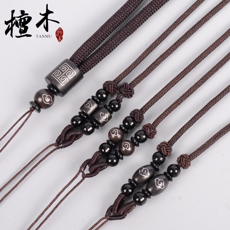 Sandalwood hand-woven jade jade pendant necklace rope safety buckle pendant rope Female models male jade pendant lanyard wholesale
