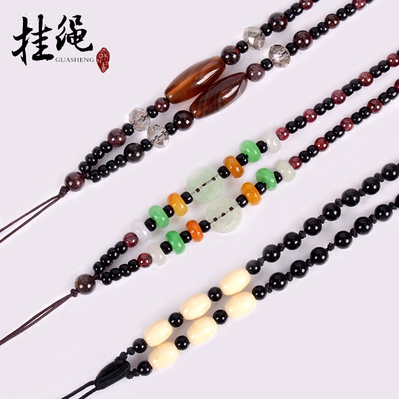High-grade Hetian jade pendant lanyard Jade jade pendant Jade pearl chain pendant rope men's and women's money chain rope wholesale