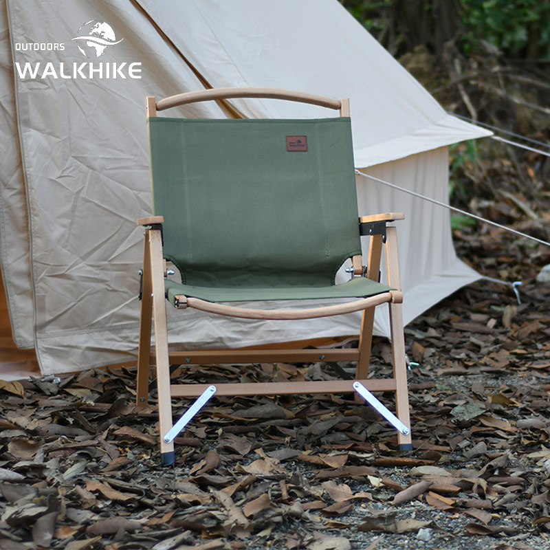 WALKHIKE outdoor folding chair Kermit chair solid wood folding stool camping portable picnic table and chair small stool