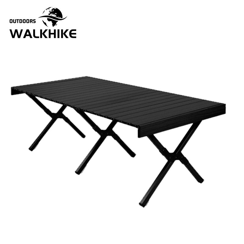 Black egg roll table outdoor folding table portable table and chairs camping equipment field table wood grain aluminum alloy table